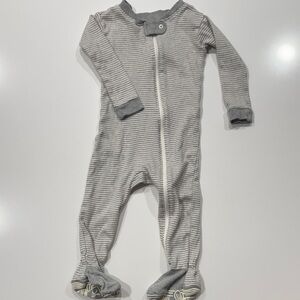 Burt's Bees Gray and White Striped Footie